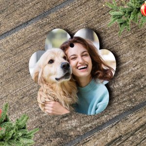 Adorno de Navidad Acrílico Personalizado Huella Perro y bola navidad